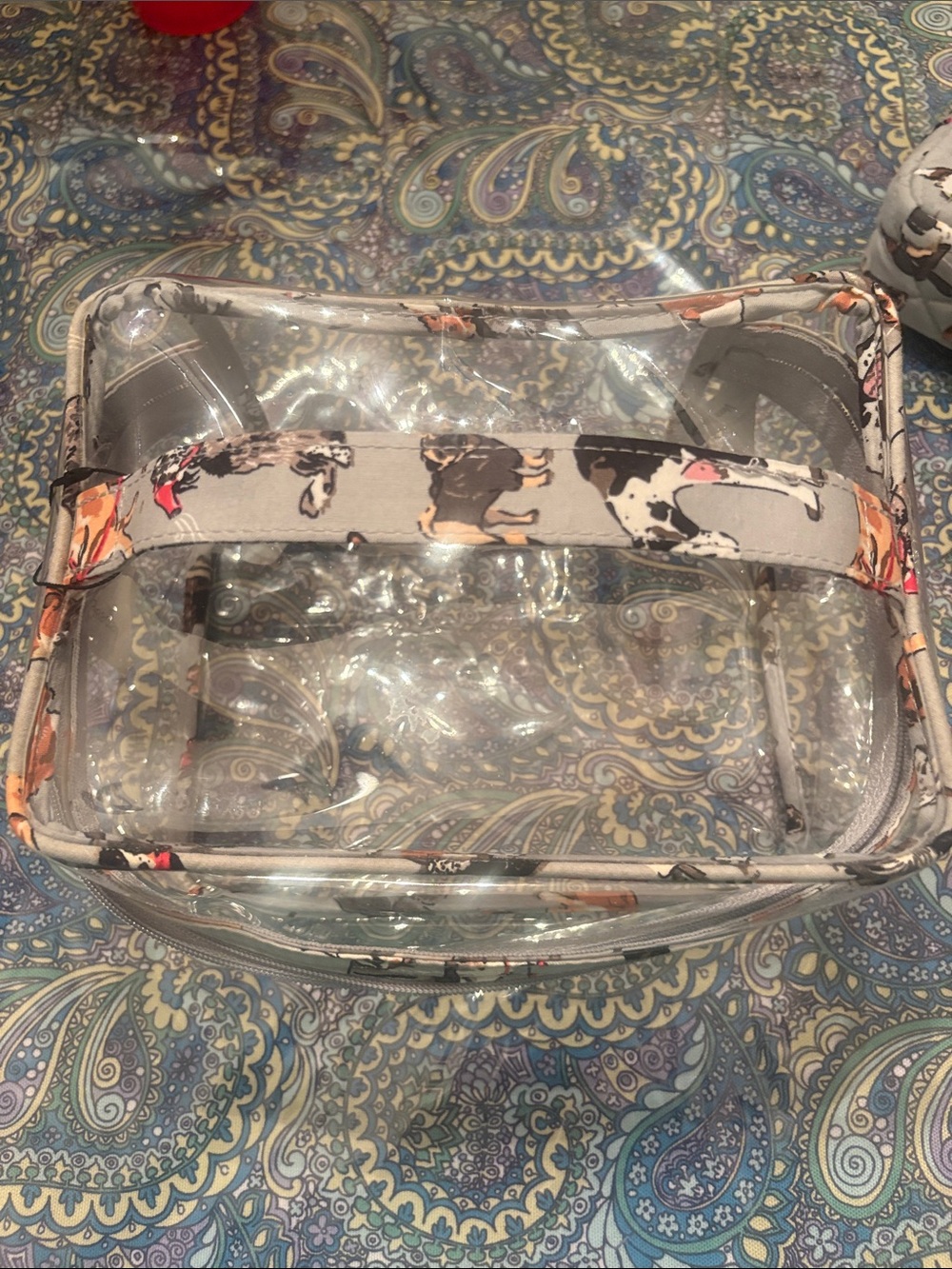 Vera Bradley Dog Show Print Clear Cosmetic Case w/ 3 pieces total of 4 pieces - Picture 5 of 10